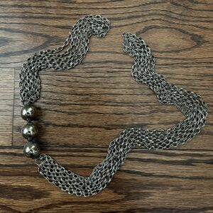 Vintage Multi-Strand Silver Necklace with Silver Beads